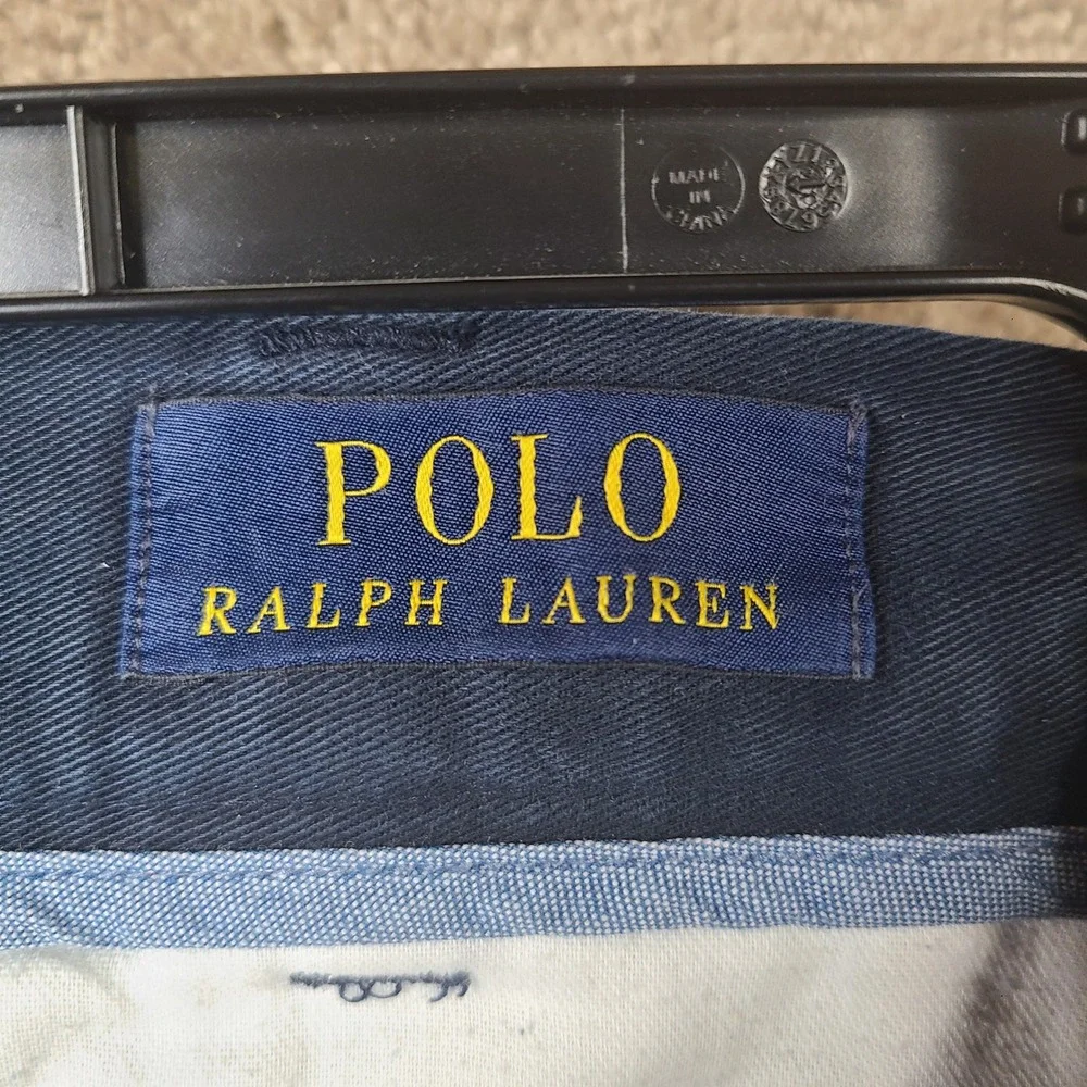 Polo Ralph Lauren Shorts Mens 42 Navy Blue Classic Fit 6 Cotton Chino Flat Front